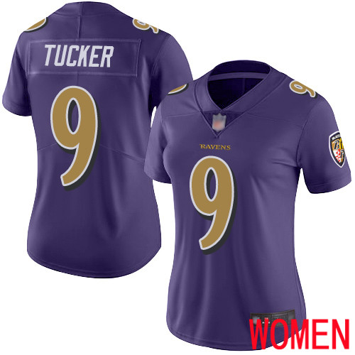 Baltimore Ravens Limited Purple Women Justin Tucker Jersey NFL Football #9 Rush Vapor Untouchable